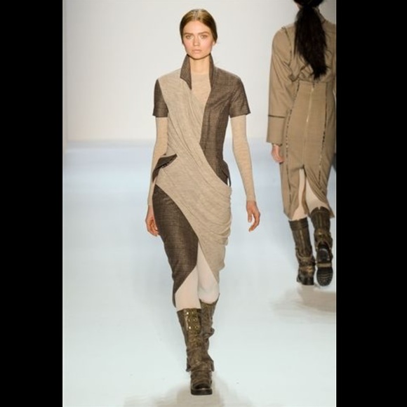 Christian Cota Mixed Suede business wrap dress
